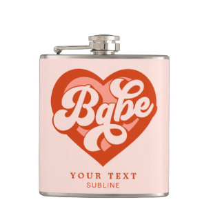 Retro Heart Bride Babe Tribe Bachelorette  Hip Flask