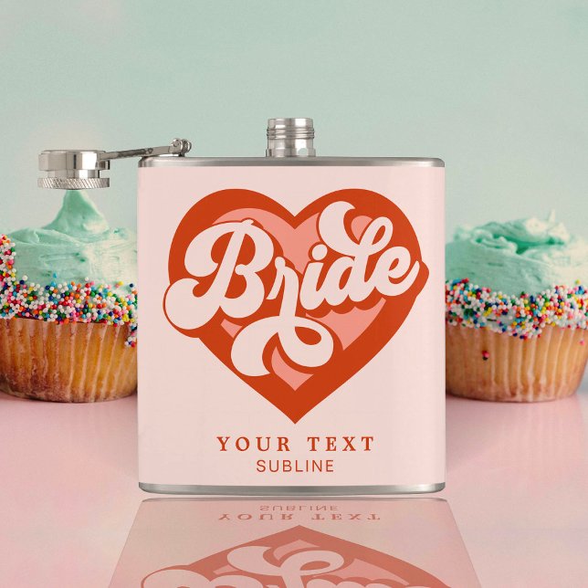 Retro Heart Bride Babe Tribe Bachelorette  Hip Flask (Creator Uploaded)