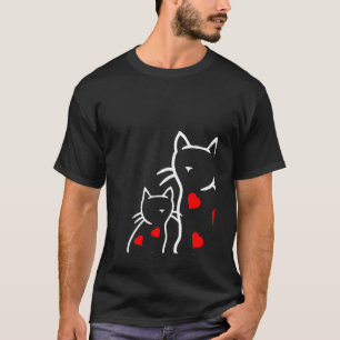Retro Heart Cats Kittens Hearts Cat 80s 90s Valent T-Shirt