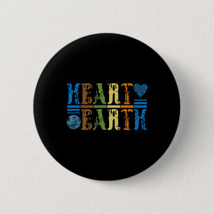 Retro Heart Earth Anagram Vintage Earth Day Love 2 Inch Round Button