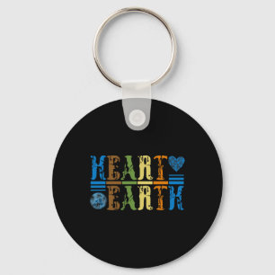 Retro Heart Earth Anagram Vintage Earth Day Love  Keychain