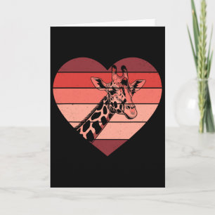 Retro Heart Giraffe Vintage Valentine Womens Mens  Card