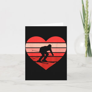 Retro heart skiing ski vintage valentine womens card