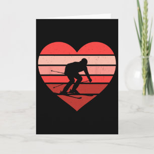 Retro Heart Skiing Ski Vintage Valentine Womens Me Card