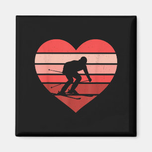 Retro Heart Skiing Ski Vintage Valentine Womens Me Magnet