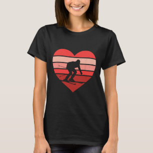 Retro Heart Skiing Ski Vintage Valentine Womens Me T-Shirt