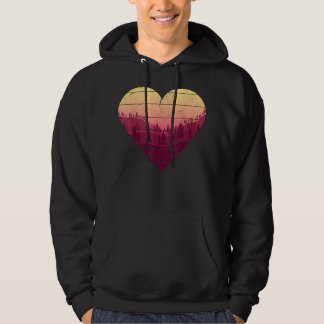 Retro Heart Trees Outdoor Nature Landscape Wildlif Hoodie
