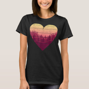 Retro Heart Trees Outdoor Nature Landscape Wildlif T-Shirt