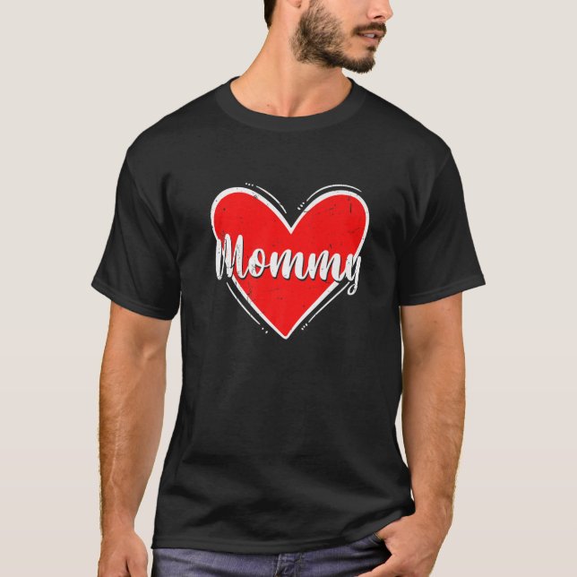 Retro Heart Valentines Day Mommy Matching Family C T-Shirt (Front)