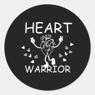 Retro Heart Warrior Anatomical Heart Chd Awareness Classic Round Sticker