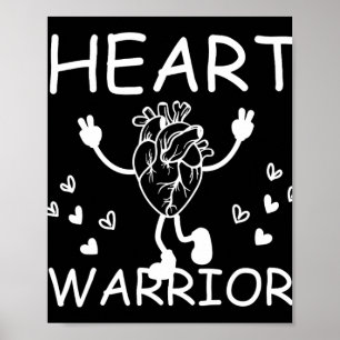Retro Heart Warrior Anatomical Heart Chd Awareness Poster
