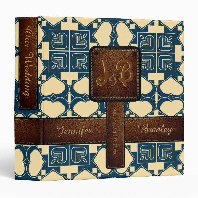 Retro Heart Wedding Leather Look Binder (Front/Spine)