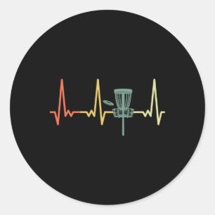 Retro Heartbeat Disc Golf Classic Round Sticker