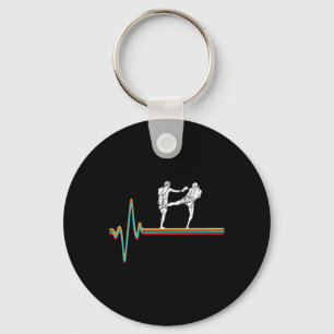 Retro Heartbeat Kickboxer Vintage Kickboxing Fight Keychain