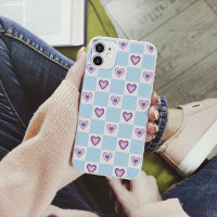 Retro Hearts Chequered Chequered Light blue Patter