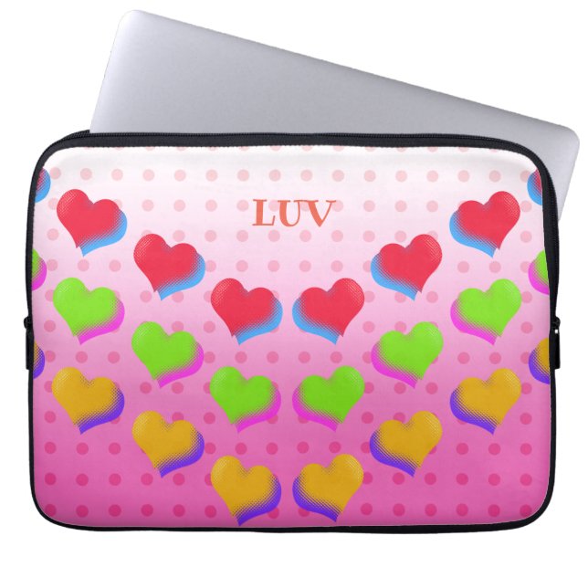 Retro Hearts Design Laptop Sleeve (Front)