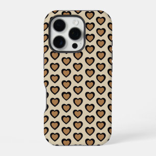 Retro Hearts Leopard iPhone 16 Pro Case
