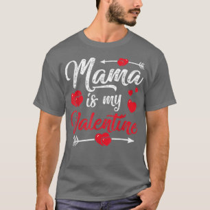 Retro Hearts Mama Is My Valentines Day Mothers Day T-Shirt