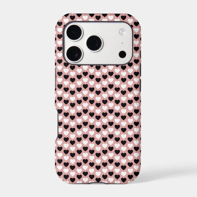 Retro Hearts Pink Black & White (Back)