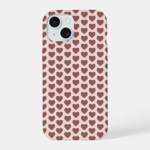 Retro Hearts Pink Burgundy Y2K Style iPhone 15 Case