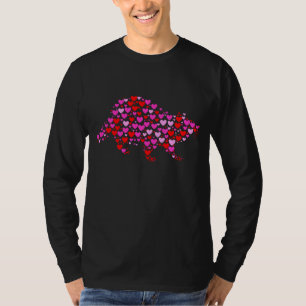 Retro Hearts Raccoon Animals Birthday Christmas Va T-Shirt