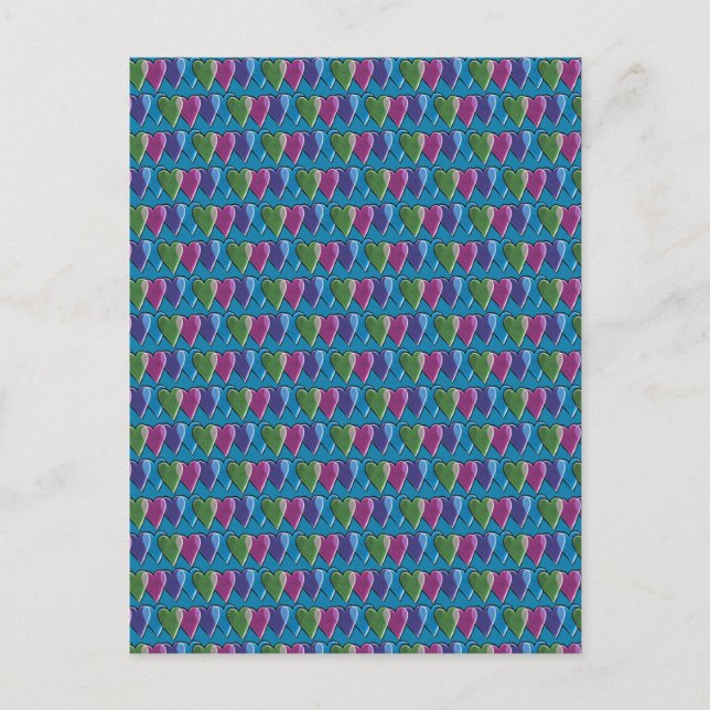 Retro Hearts Valentine's Day Pattern               Postcard (Front)