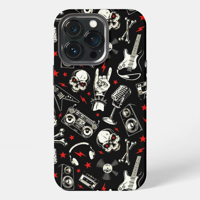 Retro Heavy Metal Pattern iPhone Case (Back)