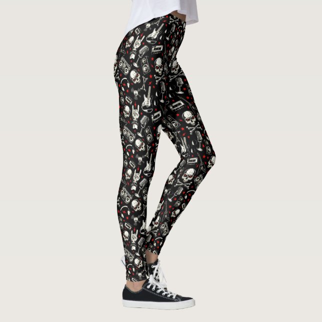 Retro Heavy Metal Pattern Leggings (Right)
