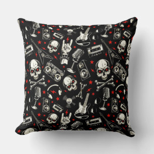 Retro Heavy Metal Pattern Throw Pillow