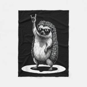 Retro Hedgehog Rock Music Men Kids Women Funny Ani Fleece Blanket