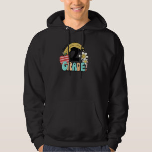 Retro Hello 2nd Grade Teacher Student Floral Rainb Hoodie