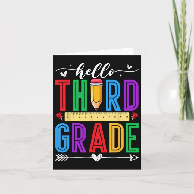 Retro Hello 3rd Grade First Day Of School Boys Gir Card (Front)