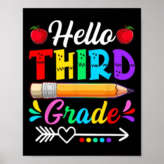 Retro Hello 3rd Grade First Day Of School Boys Gir Poster (Front)