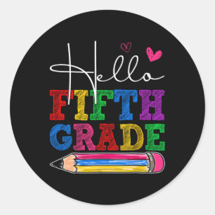 Retro Hello 5th Grade First Day Of School Boys Gir Classic Round Sticker