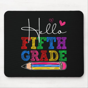 Retro Hello 5th Grade First Day Of School Boys Gir Mouse Pad