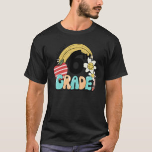 Retro Hello 6th Grade Floral Rainbow Sixth Grade T T-Shirt