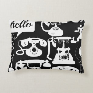 Retro Hello Any Colour Telephone Pattern Accent Pillow