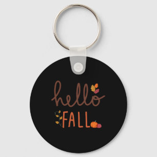 Retro Hello Fall Leopard Pumpkin Autumn Season Tha Keychain