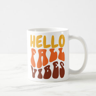 Retro Hello Fall Vibes Pumpkin Spice Cozy Fall Coffee Mug