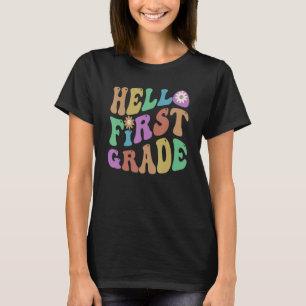 Retro Hello First Grade Teacher I Teach 1st Gr Pin T-Shirt