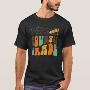 Retro Hello Fourth Grade Team Back To School Teach T-Shirt