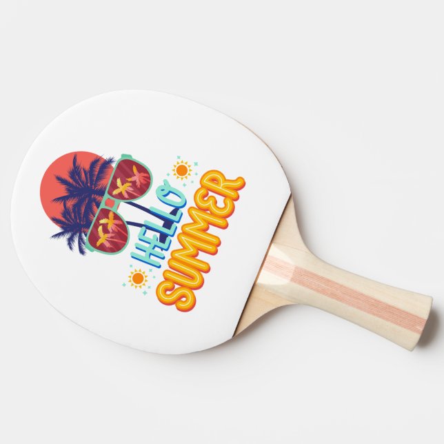 Retro Hello Summer Beach Vibes Palm Tree Back Ping Pong Paddle (Back Side)