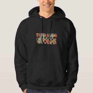 Retro Hello Third Grade Checkered 3rd Grade Back T Hoodie