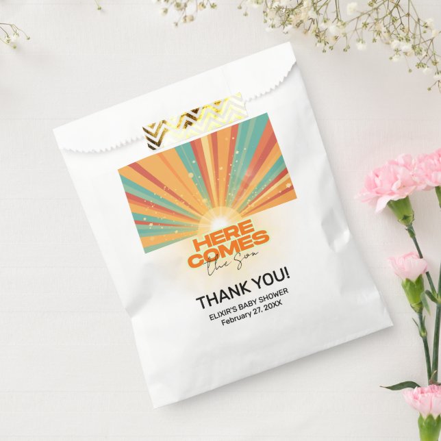 Retro Here Comes The Son Baby Shower Favour Bag (Sealed)