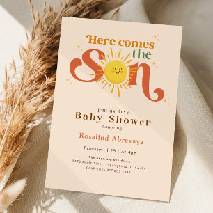 Retro Here Comes the Son Baby Shower Invitation