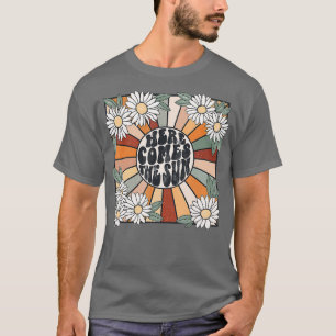 Retro Here Comes The Sun Floral Summer Family Vaca T-Shirt