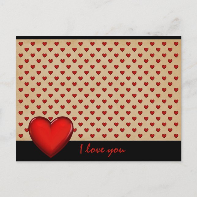 Retro-Herzen - I love you * Postcard (Front)