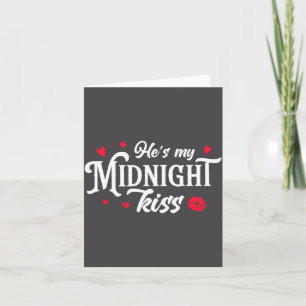 Retro He's My Midnight Kiss New Year Nye Matching Card