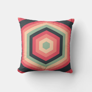 Retro Hex Pulse Throw Pillow
