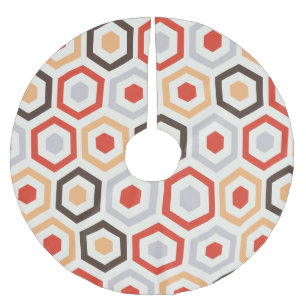 Retro hexagons brushed polyester tree skirt